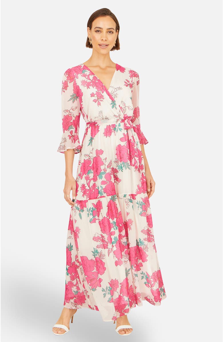 Yumi Blossom Print Maxi Wrap Dress, Alternate, color, Pink