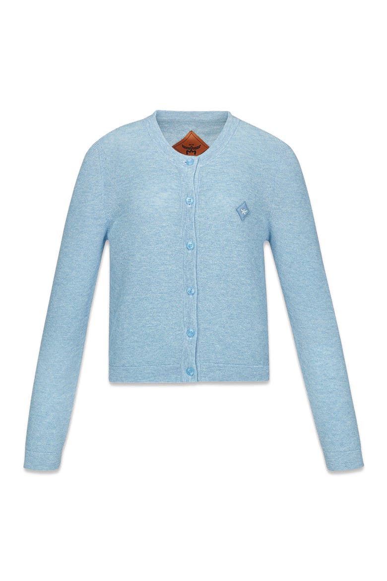 Logo Patch Knit Cardigan, Alternate, color, Blue