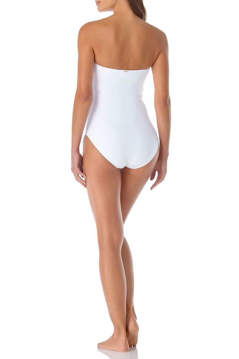 Women's Twist Front Shirred One Piece Swimsuit, Alternate, color, White