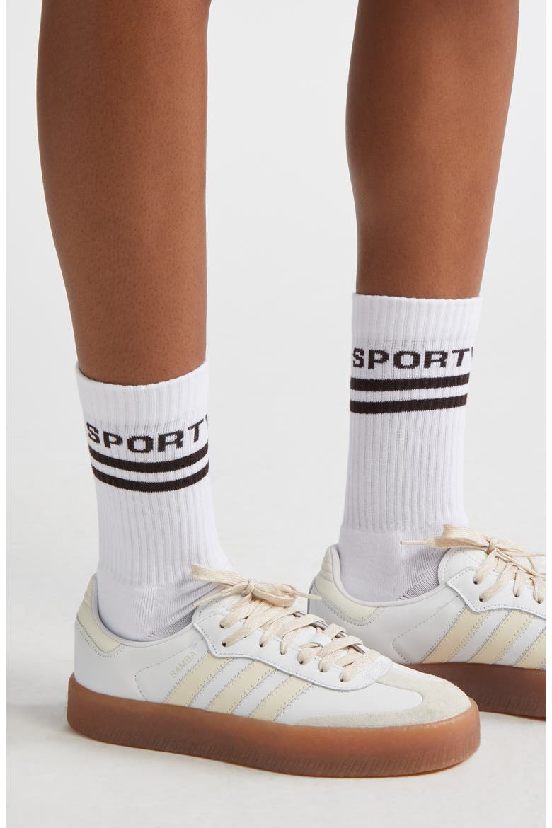 Logo Cotton Blend Crew Socks, Alternate, color, WHITE