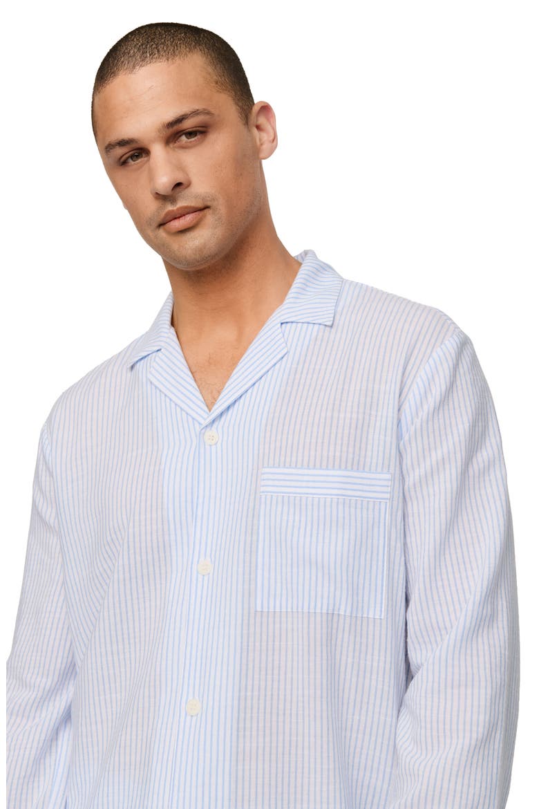 Nautico Stripe Pajamas, Alternate, color, WHITE/CORNFLOWER BLUE