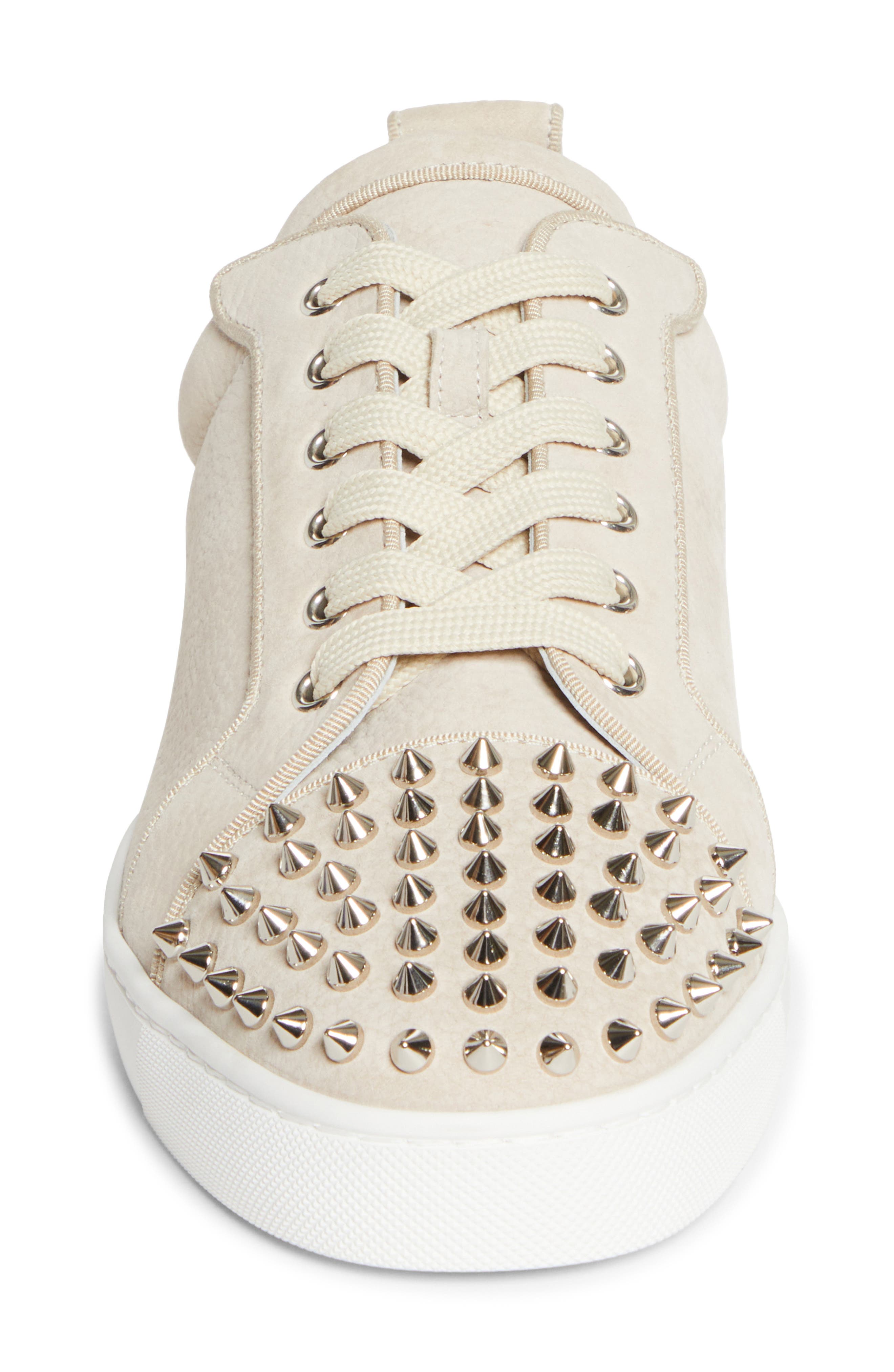 Christian Louboutin Louis Junior Spikes Orlato Sneaker, Alternate, color, Beige/ Silver