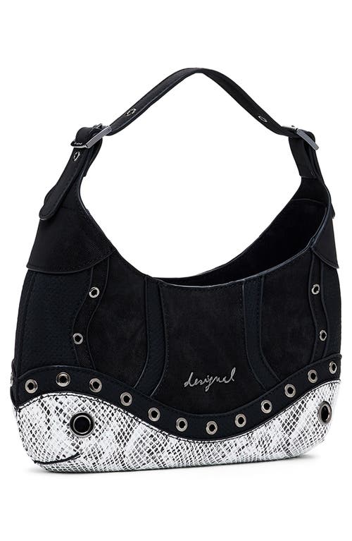 Desigual Two Tone Shoulder Bag In Black