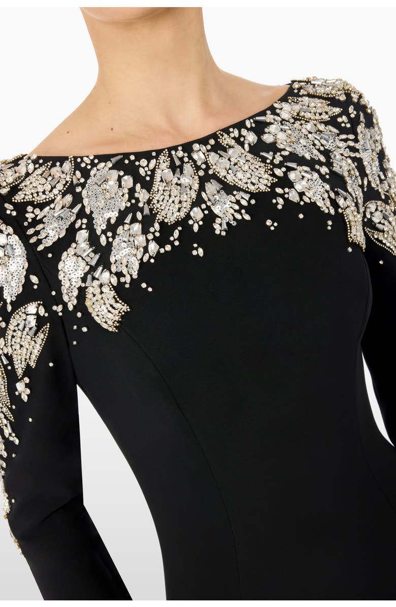 Jenny Packham Kelly Embellished Long-Sleeve Maxi Dress, Alternate, color, Liquorice