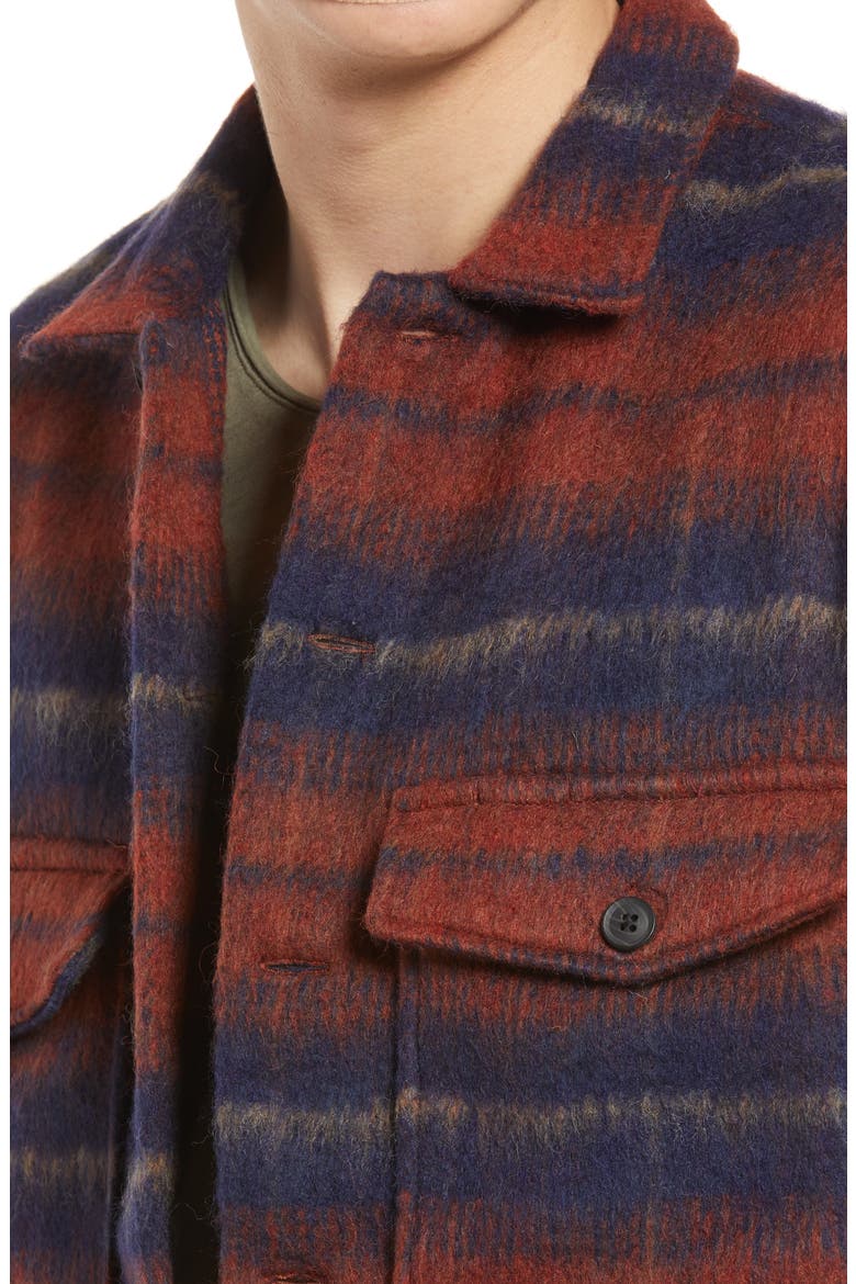 Men's Hatch Stripe Flannel Shirt Jacket, Alternate, color, RED