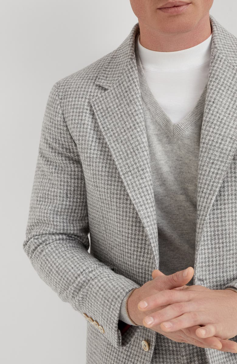 Brunello Cucinelli Alpaca, wool and cotton houndstooth deconstructed Cavallo blazer, Alternate, color, 