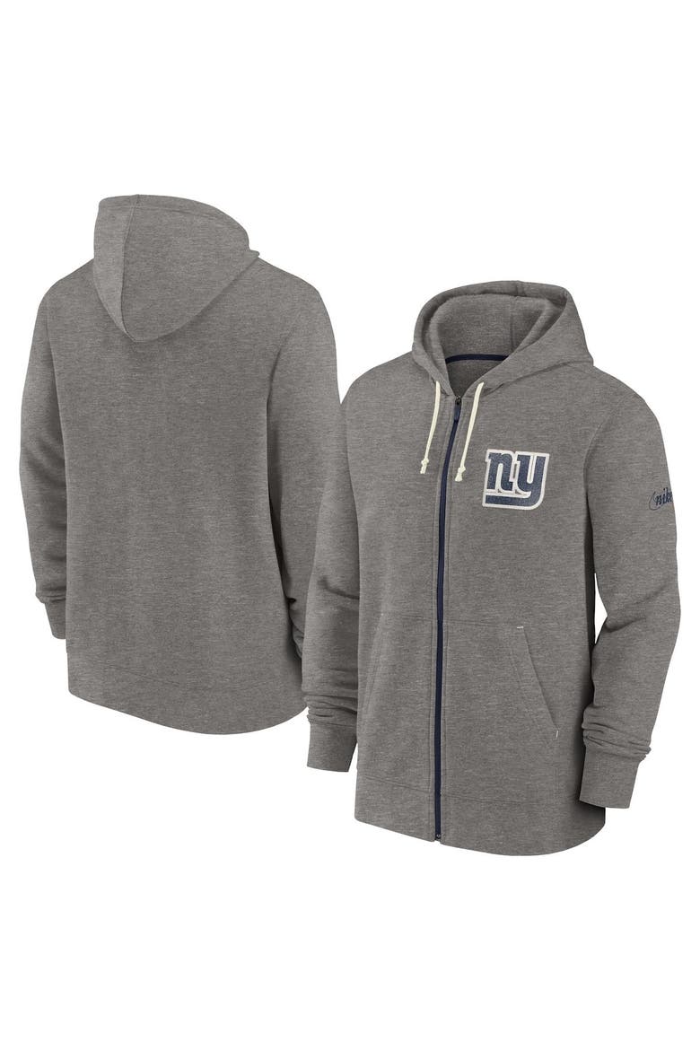 Men's Nike Heather Charcoal New York Giants Historic Lifestyle Full-Zip Hoodie, Main, color, Heather Charcoal