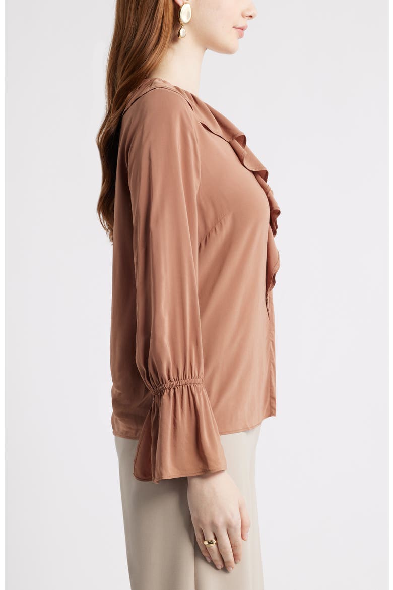 Ruffle Front Top, Alternate, color, BROWN NUT