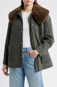 Rails Tessuto Waxed Cotton Jacket with Removable Faux Fur Collar