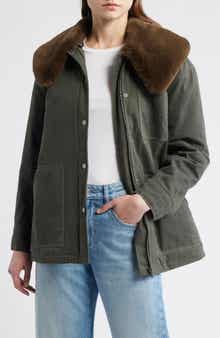 Rails Tessuto Waxed Cotton Jacket with Removable Faux Fur Collar