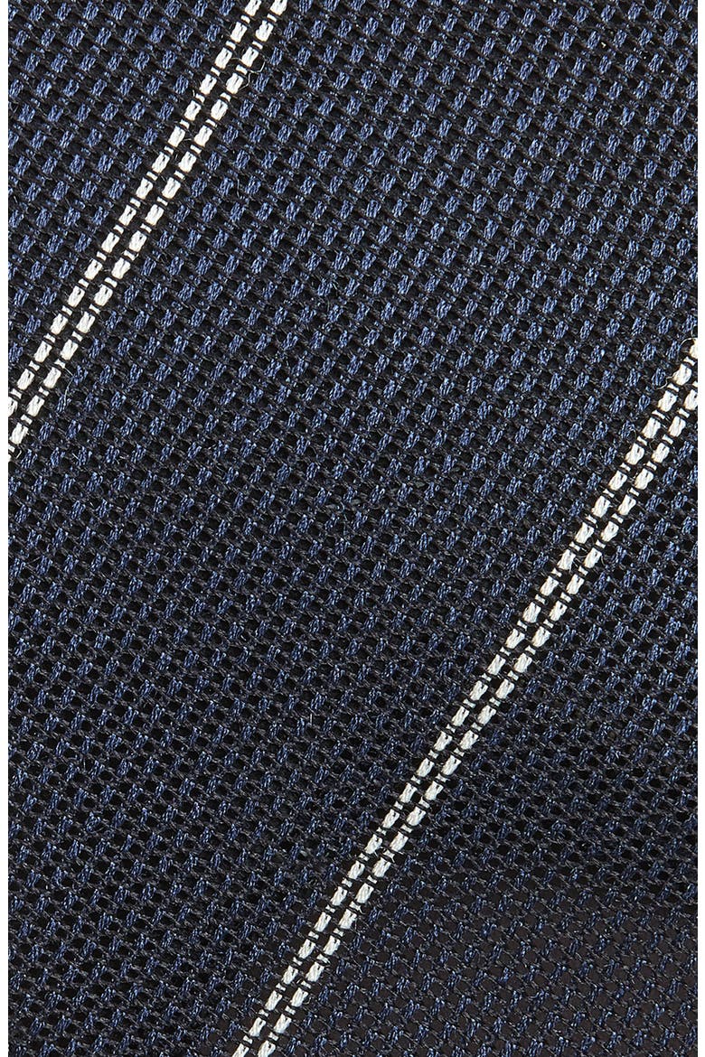 Striped Grenadine Silk Tie, Alternate, color, NAVY
