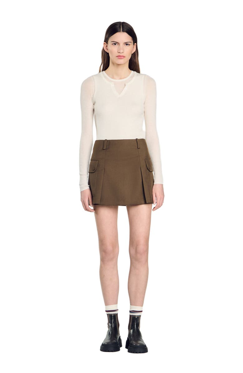 SANDRO Wool layered effect sweater, Alternate, color,