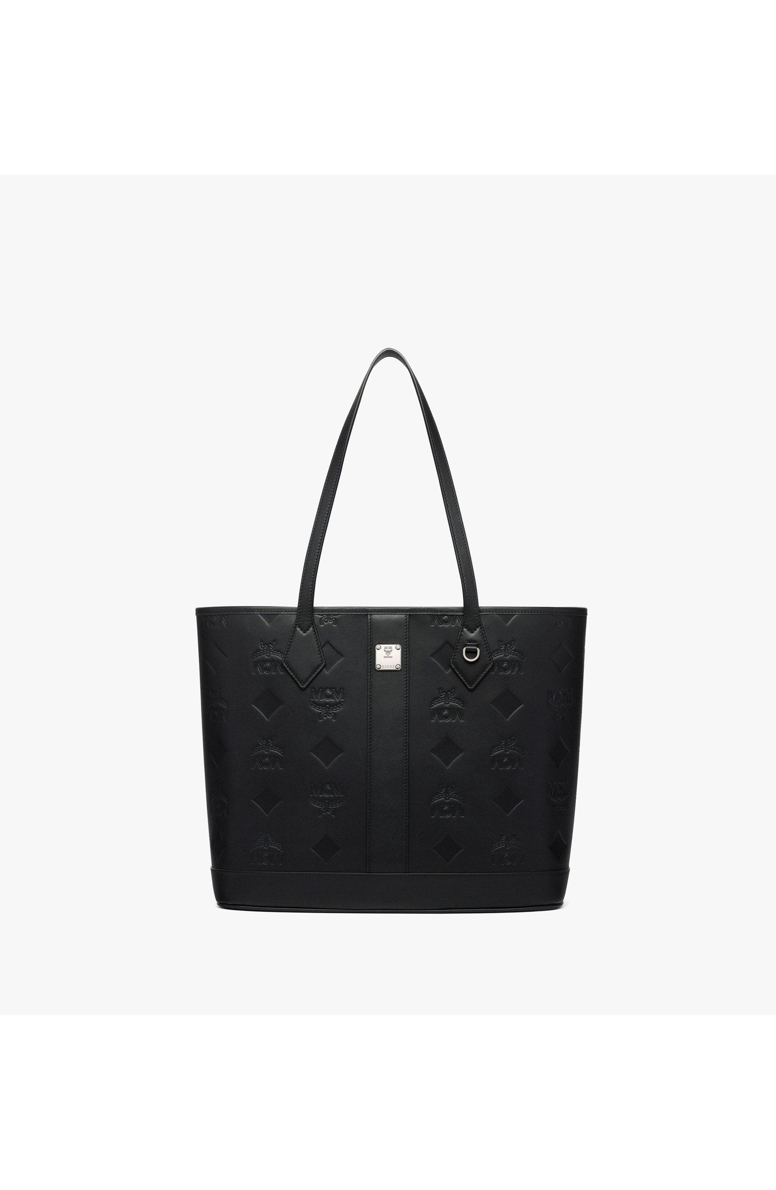 Medium New Liz Shopper in Embossed Monogram Leather, Main, color, Black