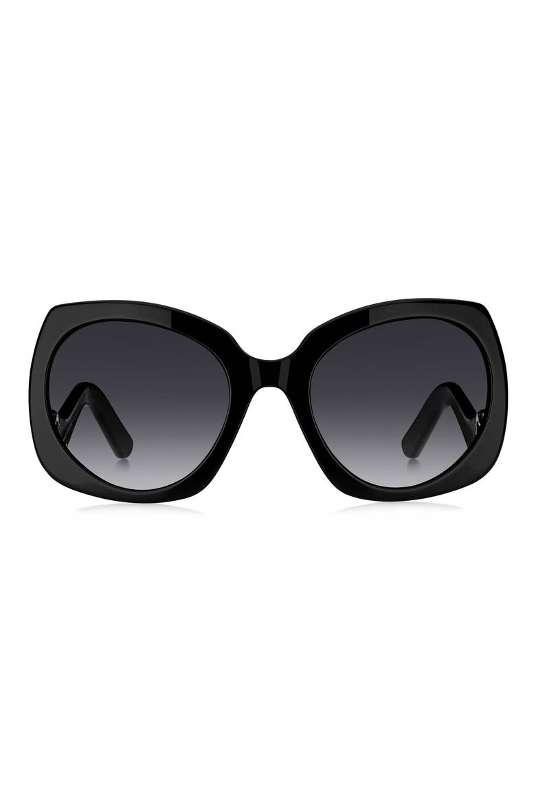 57mm Gradient Butterfly Sunglasses, Main, color, BLACK/ DARK GREY SF