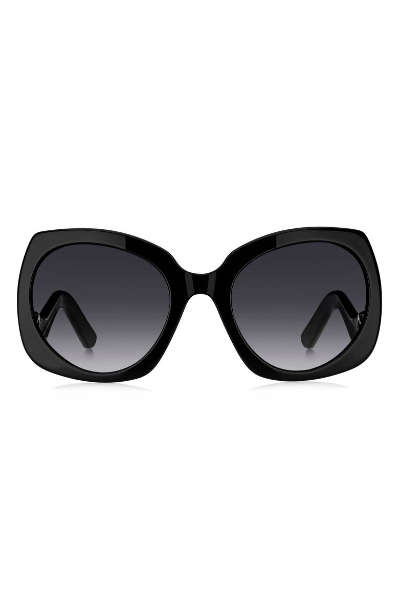Marc Jacobs 57mm Gradient Butterfly Sunglasses, Main, color, Black/ Dark Grey Sf