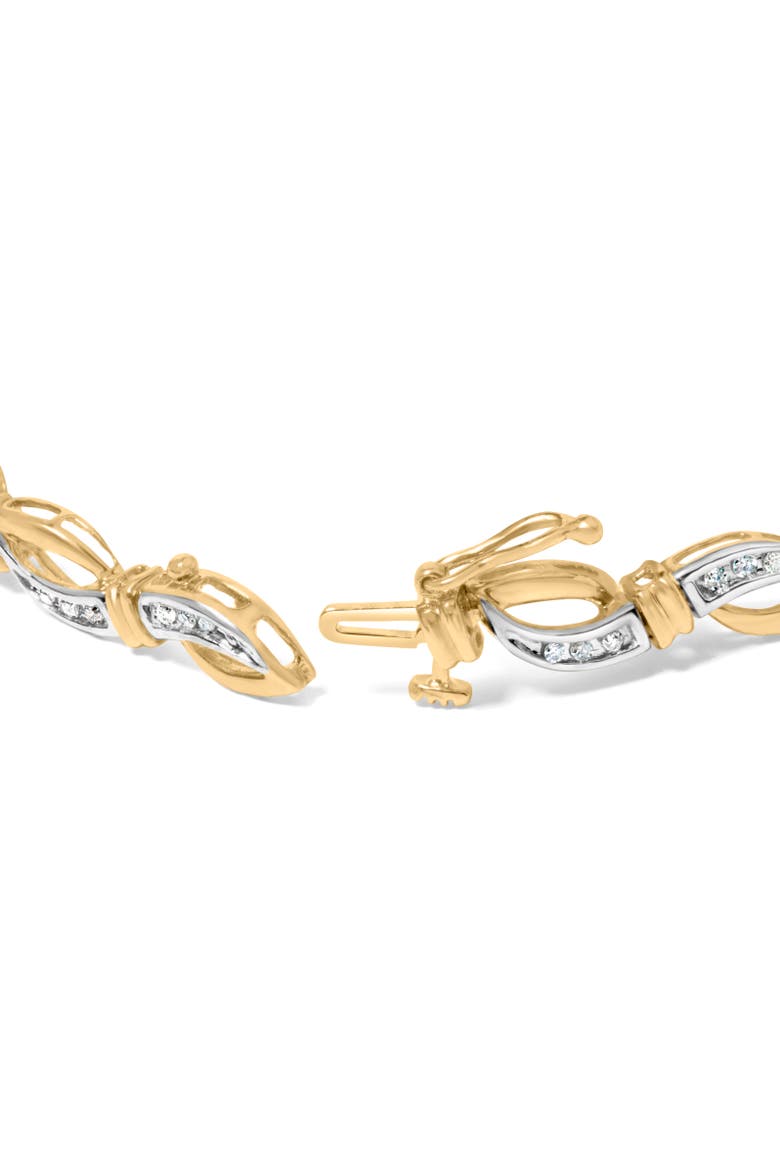10K Yellow and White Gold 1/2 Cttw Diamond Infinity Link Tennis Bracelet, Alternate, color, Yellow