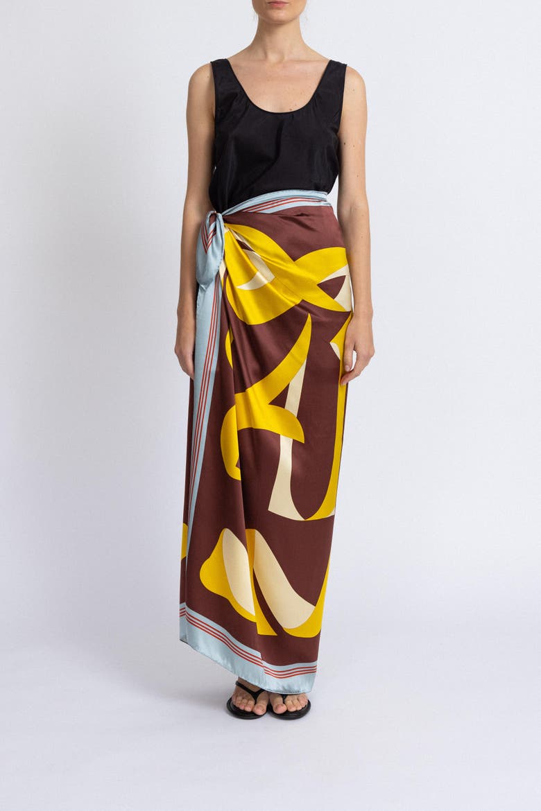 X-Large Printed Silk Scarf, Alternate, color, Print 'Apeel' 49