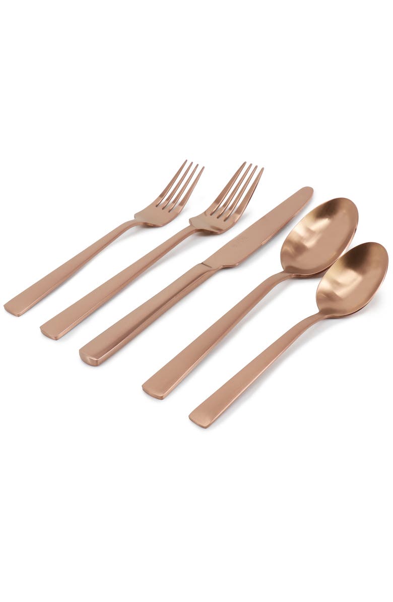 Gibson Elite Earlston 20 Piece Stainless Steel Flatware Set, Alternate, color, Metallic Rust/Copper