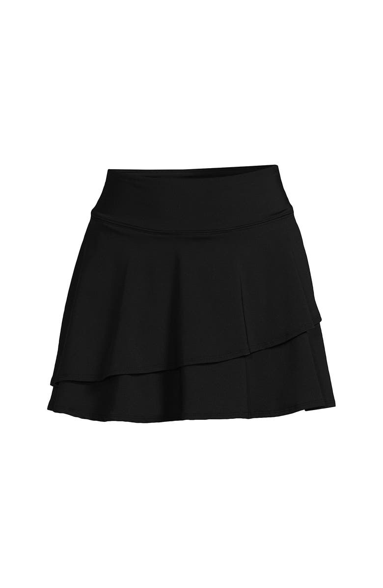 Lands' End High Waisted Tulip Hem Swim Skort, Alternate, color, Black