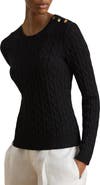 Lauren Ralph Lauren Button Trim Cable Knit Sweater