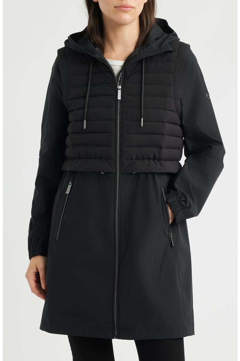 Quilt Core Hooded Coat, Main, color, BLACK