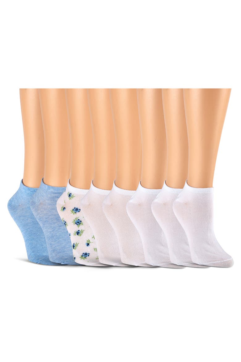 8-Pack Assorted Low Cut Socks, Main, color, WHITE/ SKYWAY