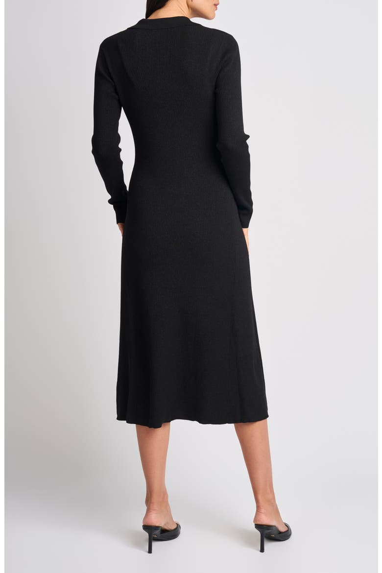 Johnny Collar Midi Sweater Dress, Alternate, color, RICH BLACK