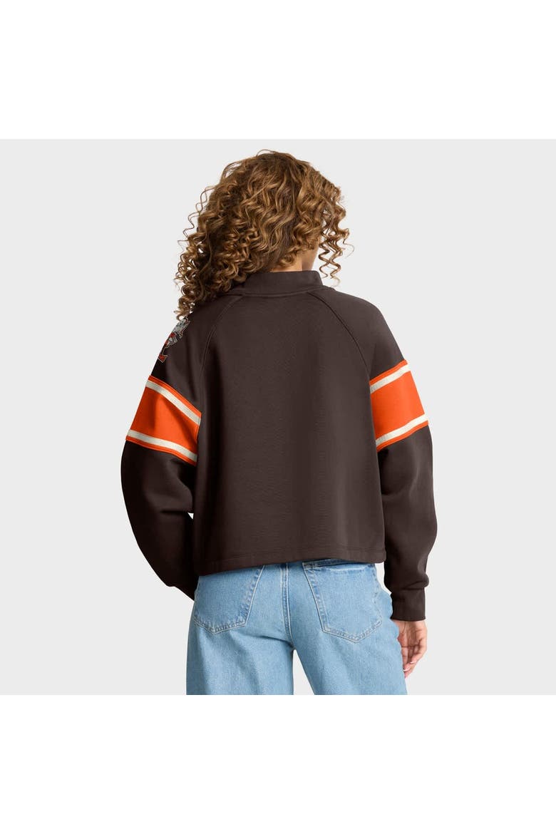 Women's Fanatics Brown Cleveland Browns Oversized Hometown Toss Sweep Mock Neck Pullover, Alternate, color, Brown