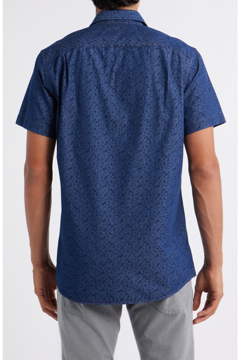 Clarkes Bay Floral Short Sleeve Cotton Button-Up Shirt, Alternate, color, DENIM