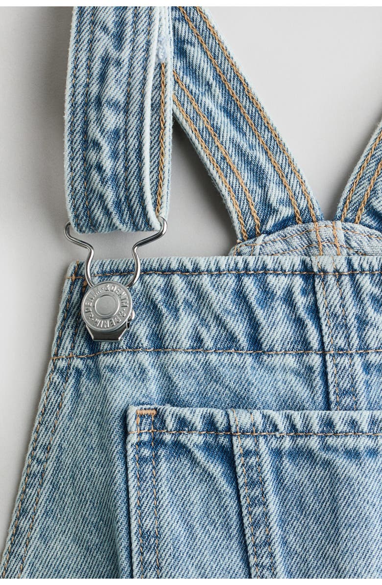 H&M Denim Dungaree Shorts, Alternate, color, Light Denim Blue