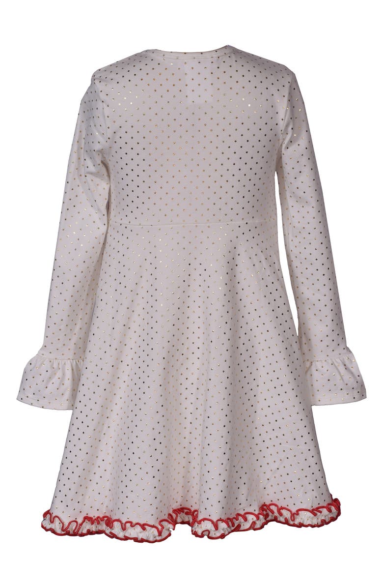 Bonnie Jean Kids' Reindeer Appliqué Long Sleeve Dress, Alternate, color, Ivory