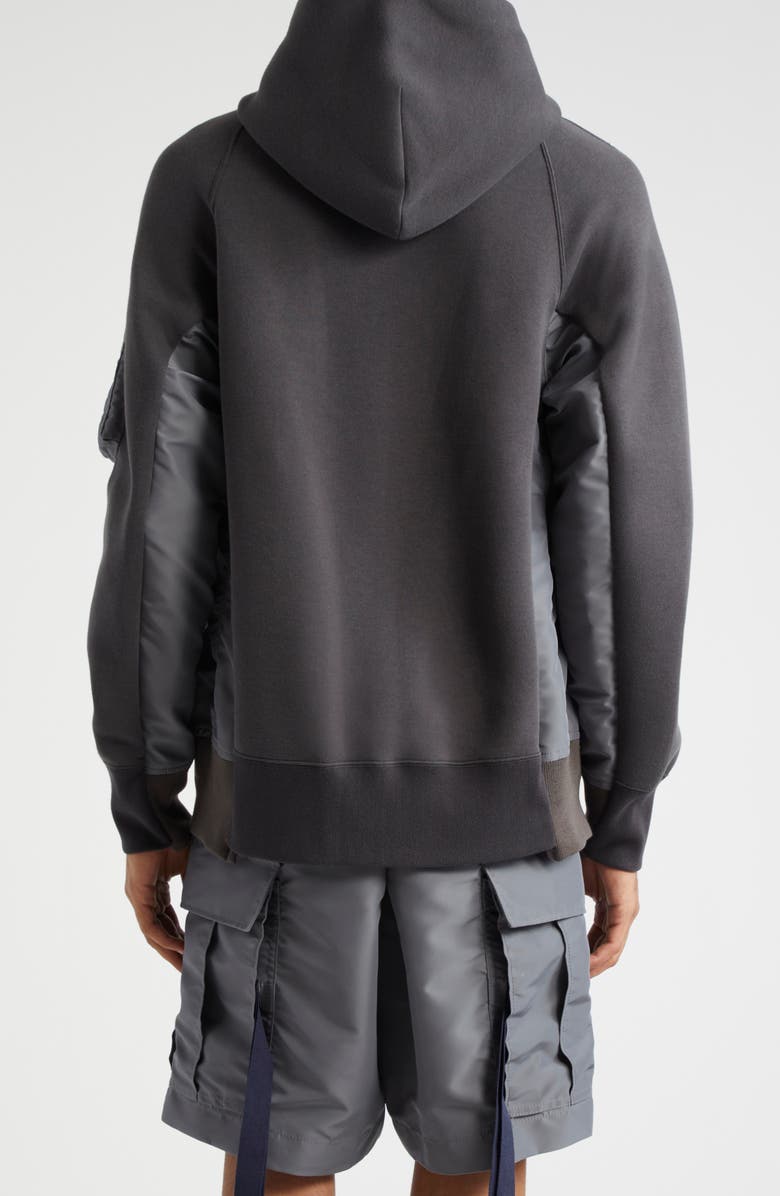 Sacai Sponge Sweat Mixed Media Zip Hoodie, Alternate, color, C/ Grayc/ Gray 339