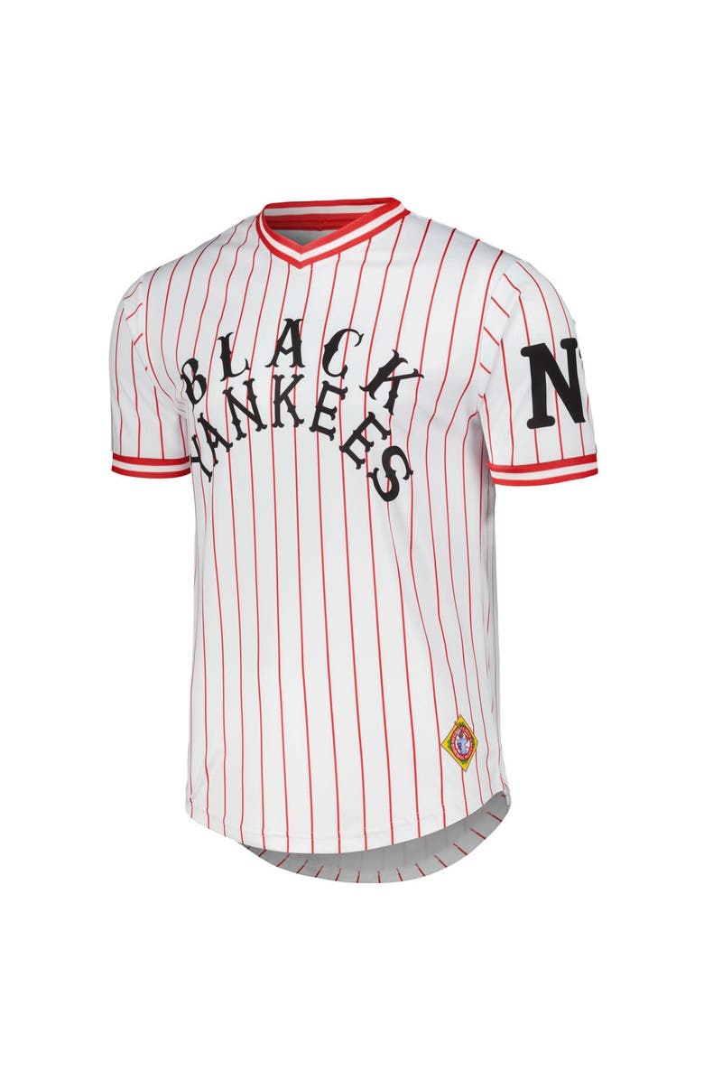 STITCHES Men's Stitches White Black Yankees V-Neck Jersey, Alternate, color,