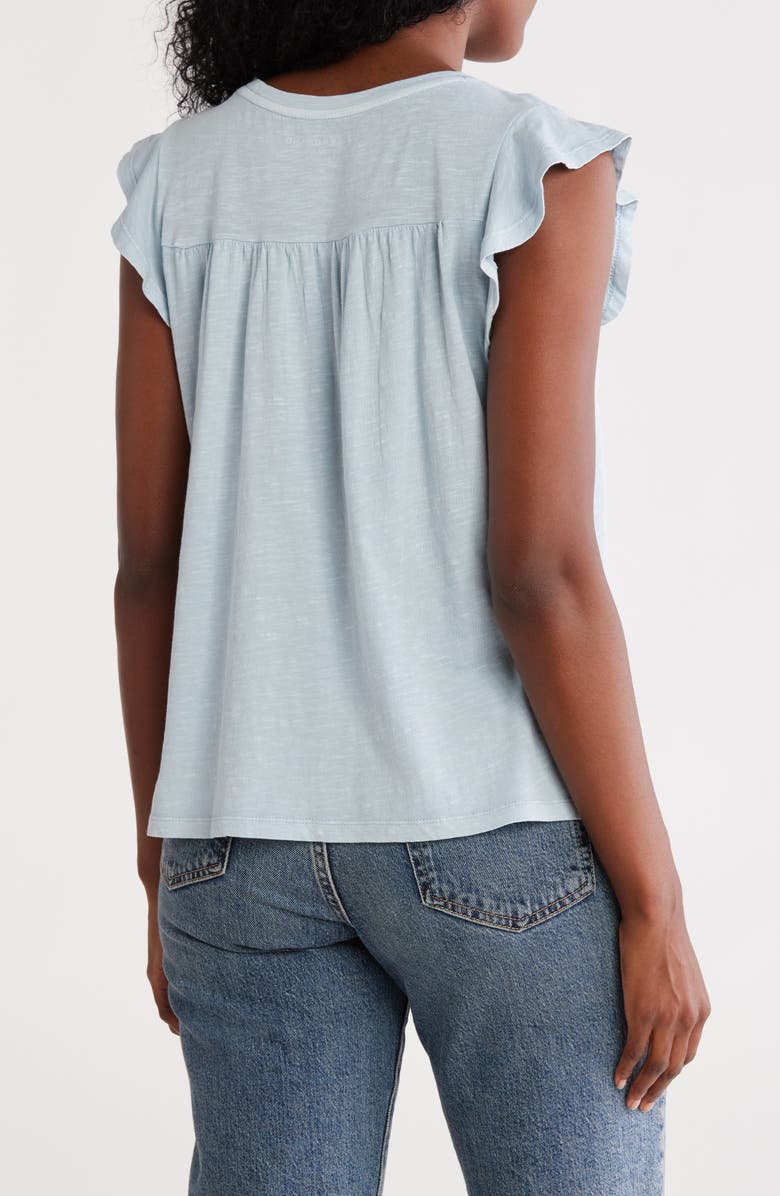 Lucky Brand Embroidered Cotton Slub Tee, Alternate, color, Blue Fog