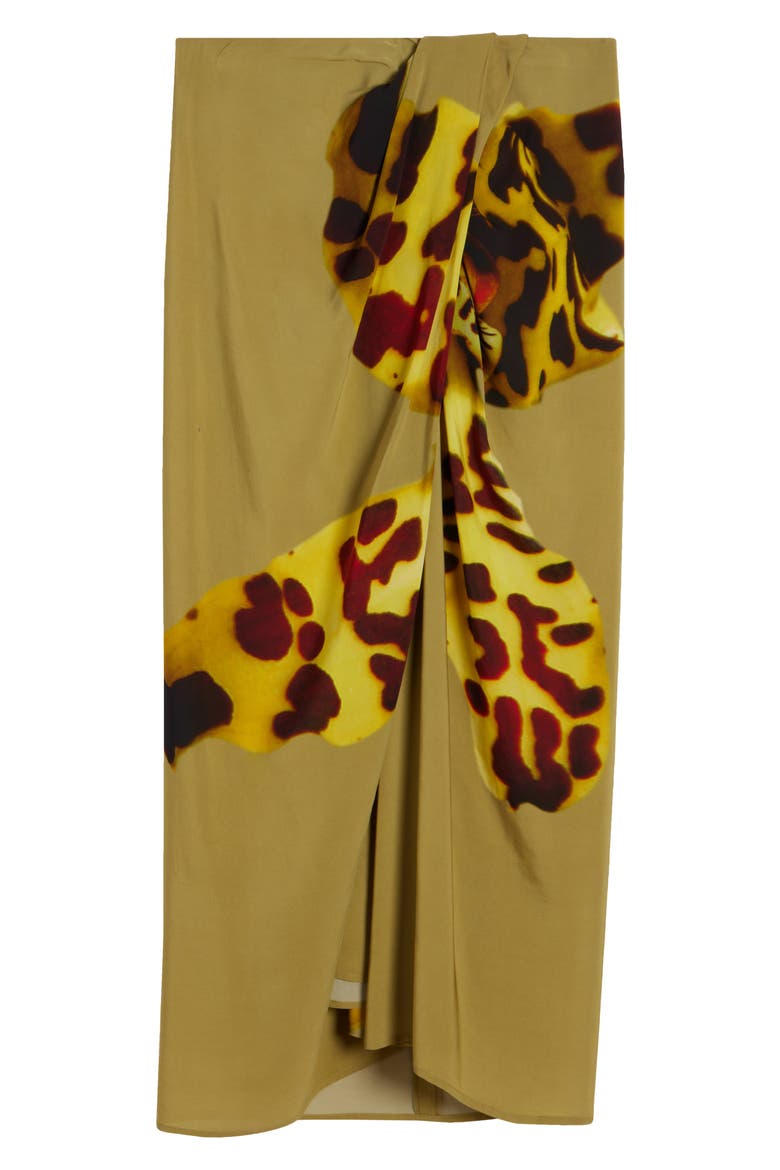 Sampa Leopard Orchid Print Faux Wrap Skirt, Alternate, color, OCRA