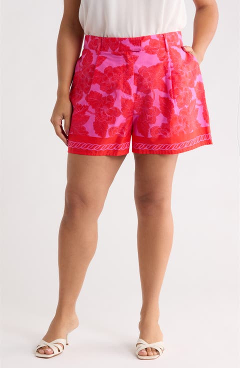 Rency Floral Arvery Pleated Shorts (Plus)