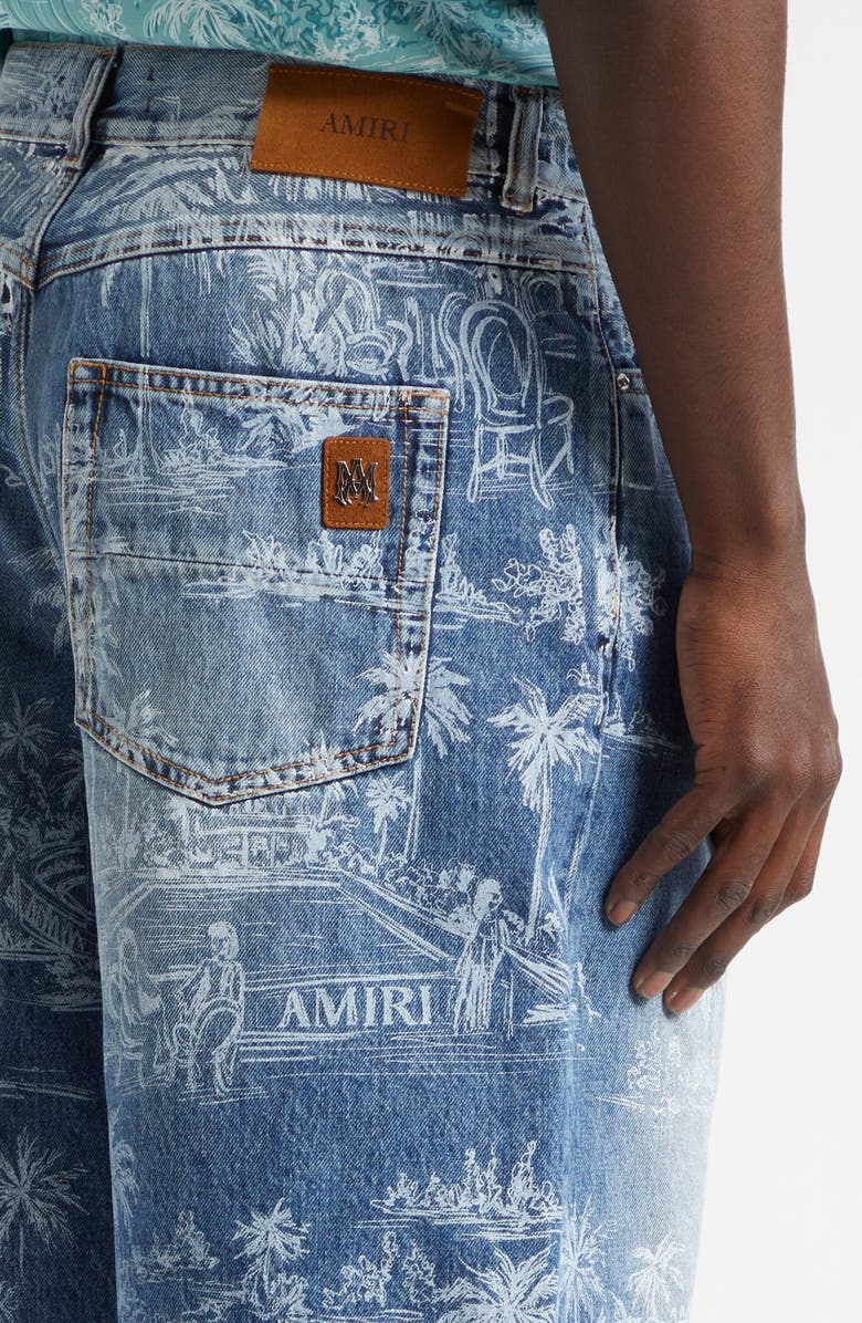 AMIRI Chateau Palms Denim Shorts, Alternate, color, Harbor Indigo