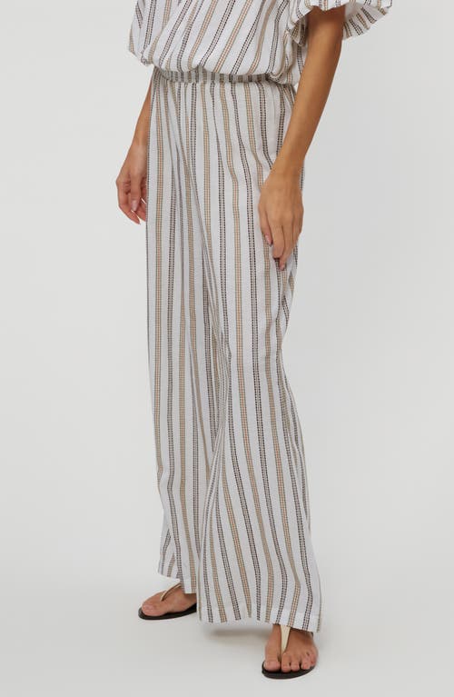 Michael Stars Sita Embroidered Stripe Cotton Wide Leg Pants In Neutral