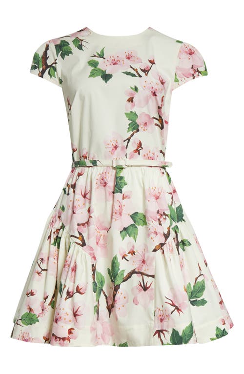 Oscar De La Renta Cherry Blossom Belted Poplin Minidress