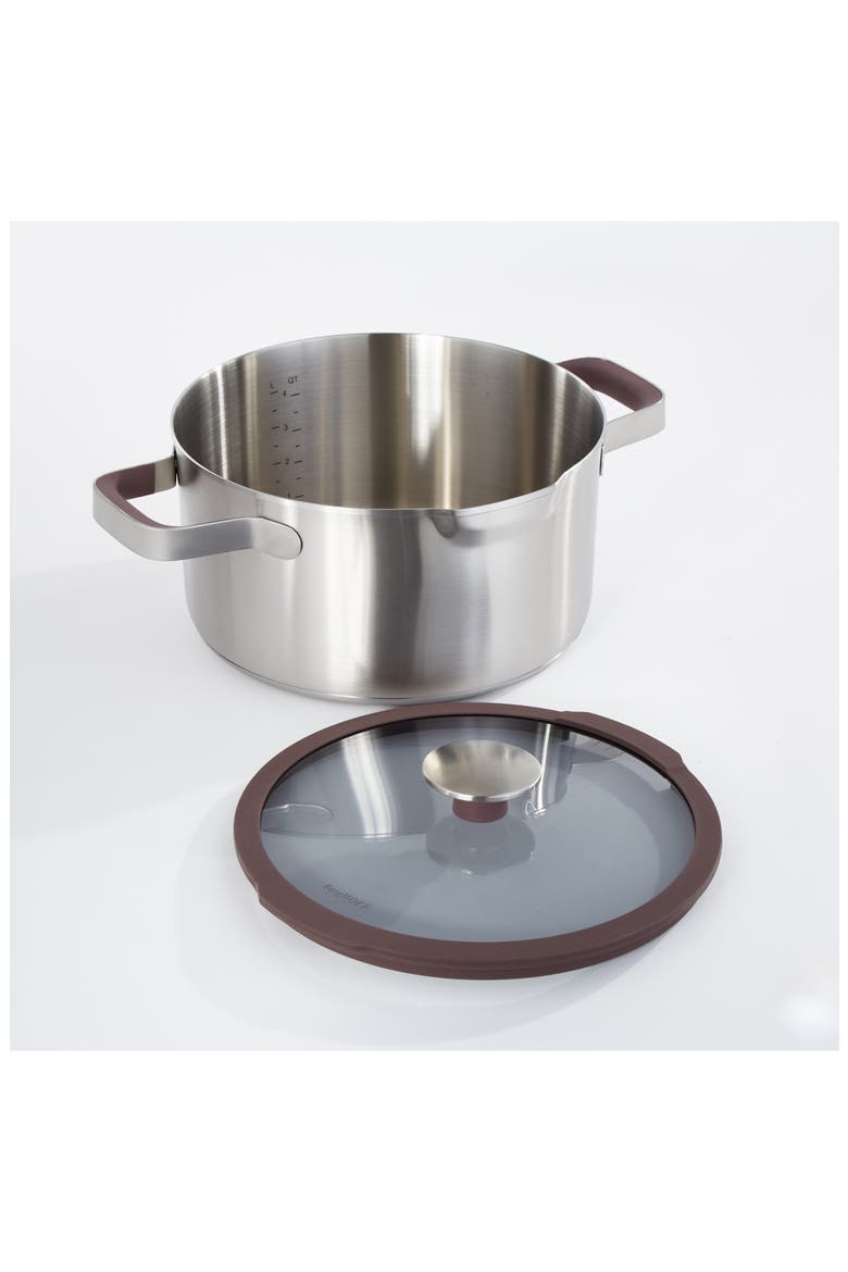 Elements 18/10 Stainless Steel Stockpot & Glass Lid, Alternate, color, PURPLE