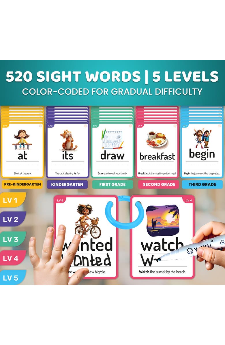 Quokka Kids Flash Cards Sight Words and Learning, Alternate, color, Sw Writing Cartoonish