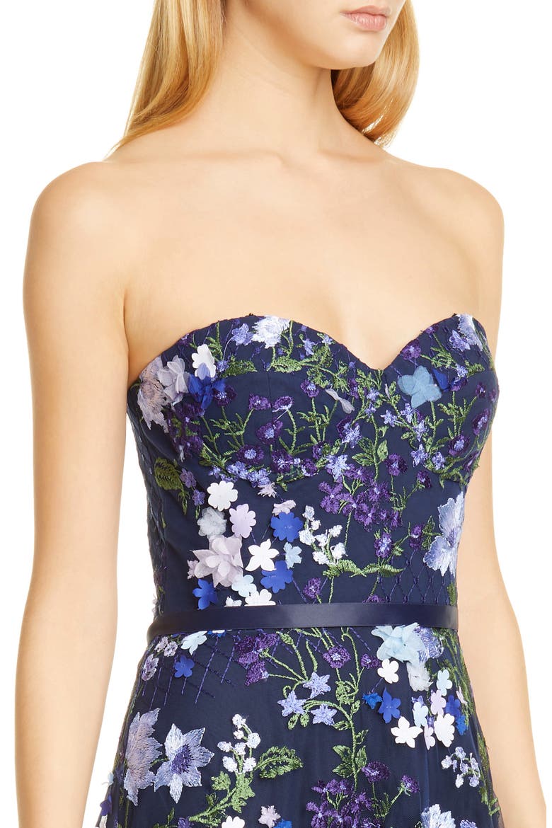 3D Floral Lace Midi Dress, Alternate, color, NAVY