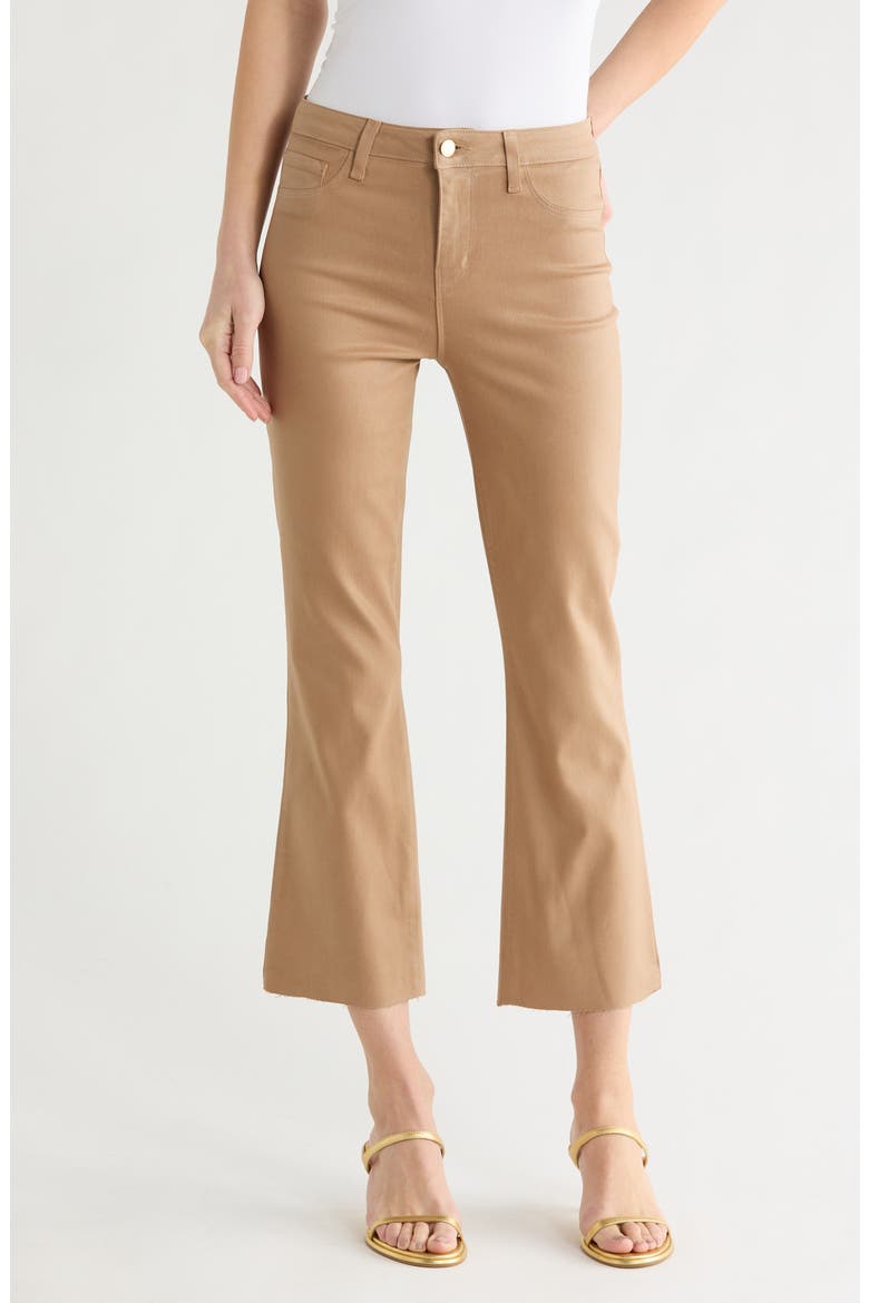 Kendra Coated High Waist Crop Flare Jeans, Main, color, CAPPUCCINO COATED