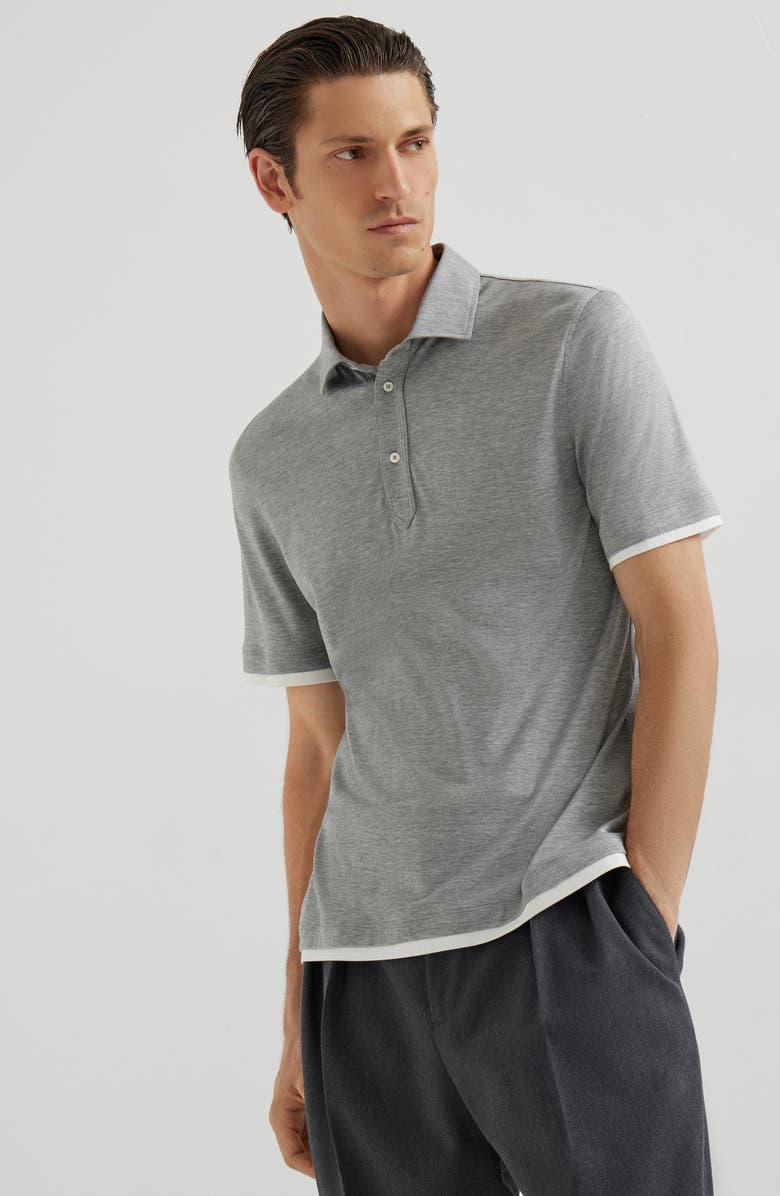 Brunello Cucinelli Jersey polo shirt, Alternate, color, Grey
