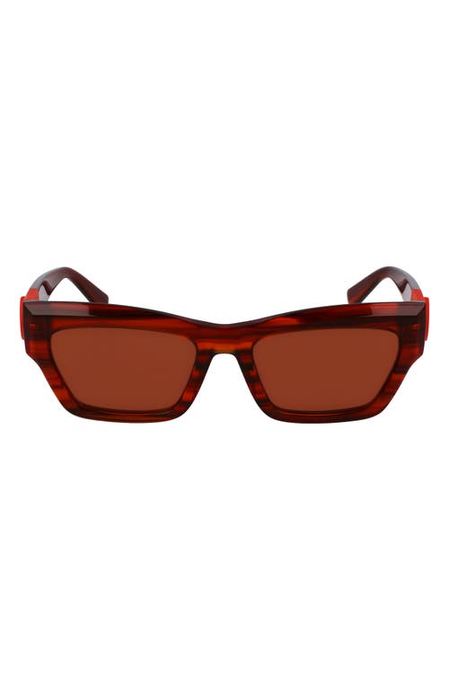 Longchamp Medallion 53mm Modified Rectangular Sunglasses In Striped Red