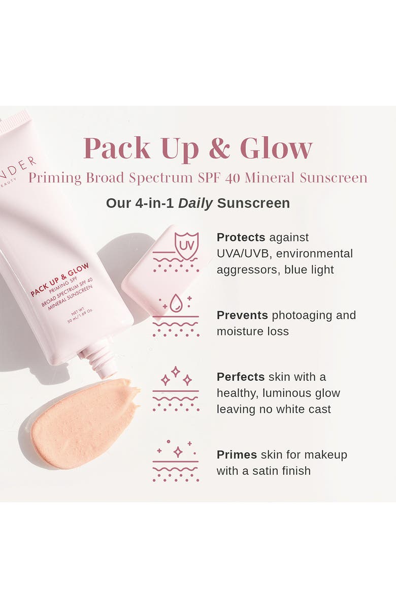 Wander Beauty Pack Up & Glow Priming Broad Spectrum SPF 40 Mineral Sunscreen, Alternate, color, 