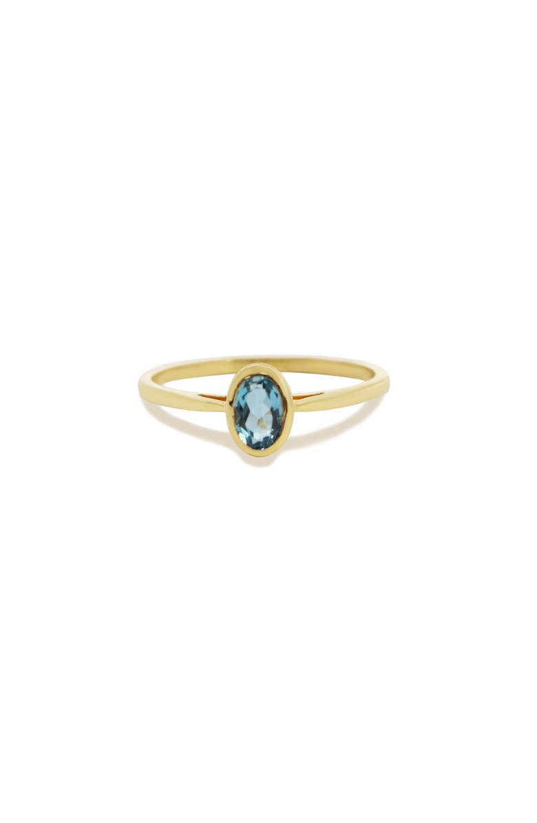 The Lovery Fine Jewelry Oval Blue Topaz Bezel Ring, Main, color, Blue Topaz