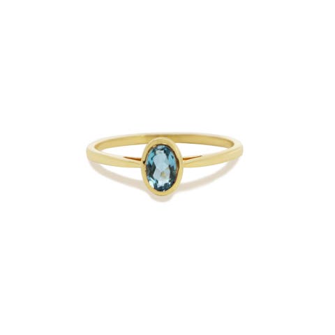 Oval Blue Topaz Bezel Ring