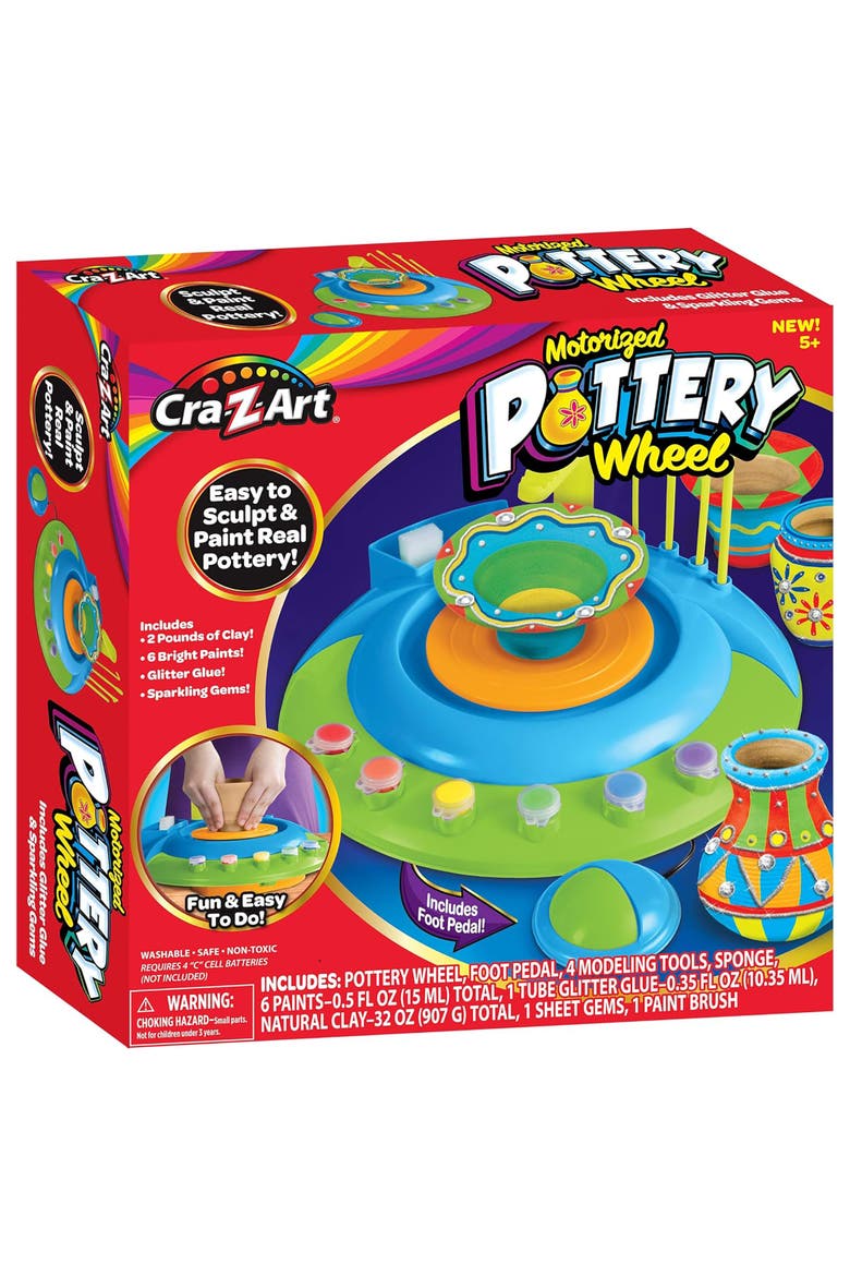 Crazart Motorized Pottery Wheel Kit, Craft Kit, Batteries Required, Kids, Main, color, Multicolored