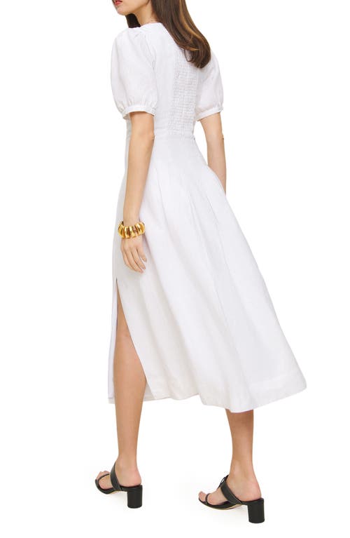 Reformation Coucou Puff Sleeve Linen Midi Dress